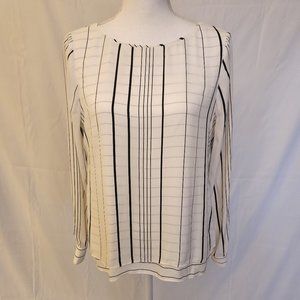 White House Black Market White Pinstriped Blouse